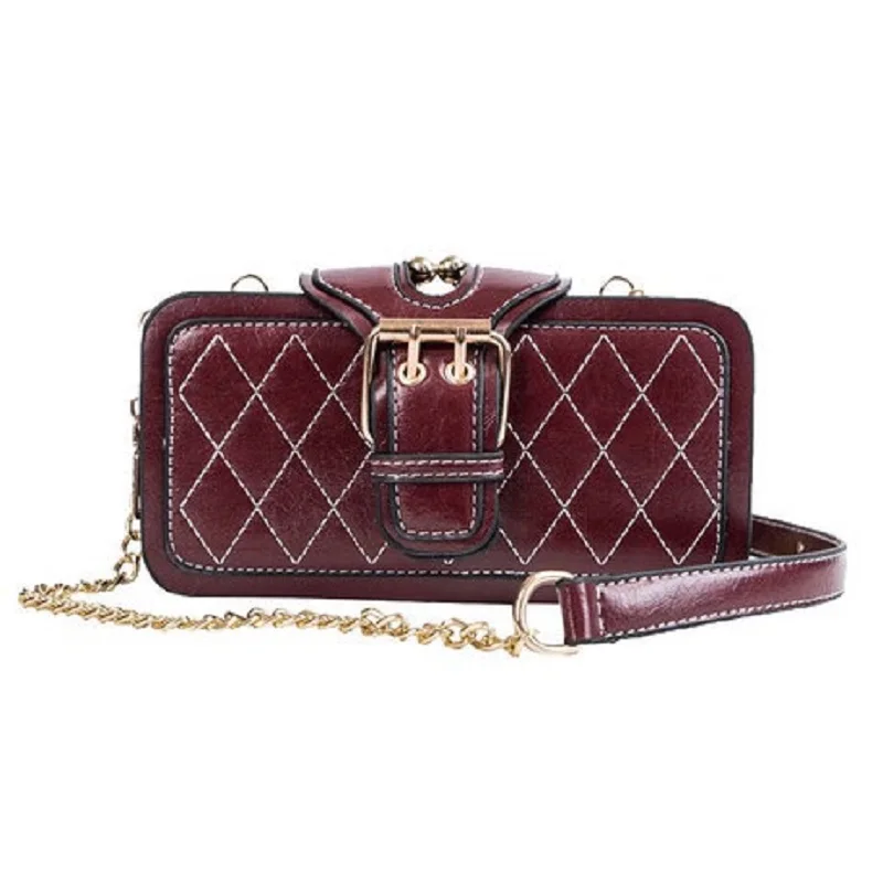 Leather Purses and Handbags with Many Pockets Small Chains Bags Flap Women Messenger Bag High Quality Female Plaid Clutches | Багаж и