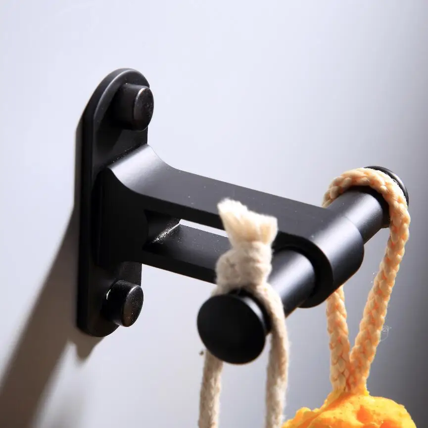 Вешалка для одежды на двойном крючке из алюминиевого сплава с никелевым и хромированным покрытием для ванной комнаты, современный дизайн, фиксированные детали LY-999YG.