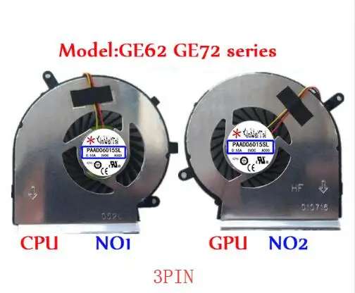 Новый вентилятор охлаждения процессора GPU для MSI GE62 GE72 PE60 PE70 GL62 GE62VR GP62MVR GL62M PAAD06015SL