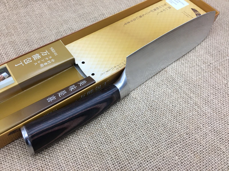 EDC кухонный нож 7 ''нож Santoku 7Cr17 лезвие цветной деревянный нож с деревянной ручкой Универсальный Прочный острый для мяса режущий Кливер новейший