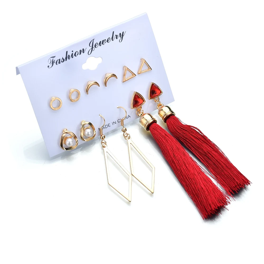 MissCyCy геометрические металлические Луна треугольные Висячие серьги наборы для