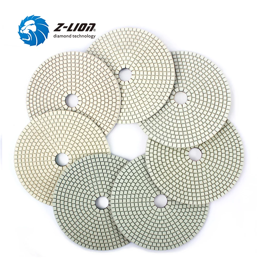 Z-LION 6 Inch 7pcs/Set Wet Diamond Polishing Pad For Granite Marble Stone White Bond Disc Wheels Tools | Инструменты