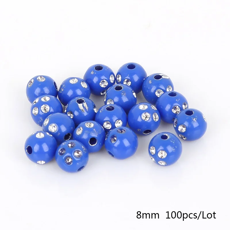 Royal Blue 100 шт 8 мм Разноцветные круглые стразы круглые акриловые бусины для поделок украшение для альбома - Цвет: Royal Blue