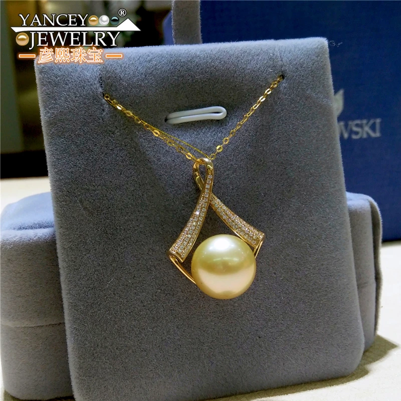 2019 Новое натуральное колье с жемчужными подвесками Fina Jewelry 11-12 мм большие золотые