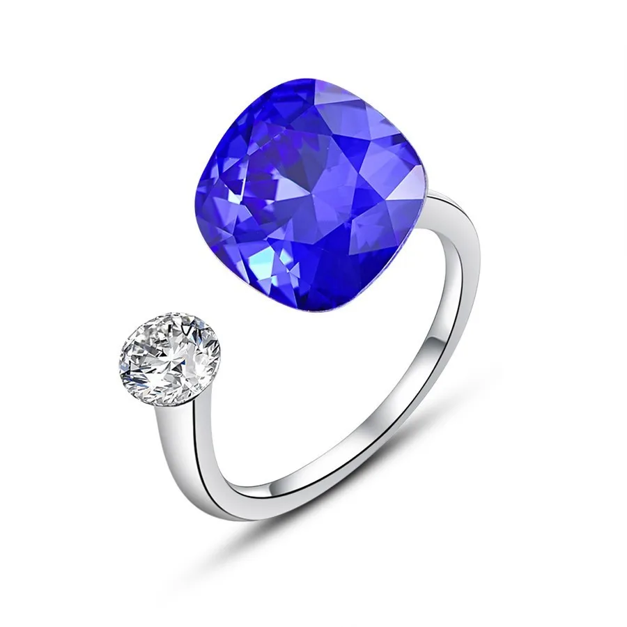 296 Новые цветные открытые кольца с кристаллами SWAROVSKI для женщин, модное элегантное кольцо для свадебной вечеринки, ювелирные аксессуары, подарок для мамы и девочки - Цвет основного камня: 296
