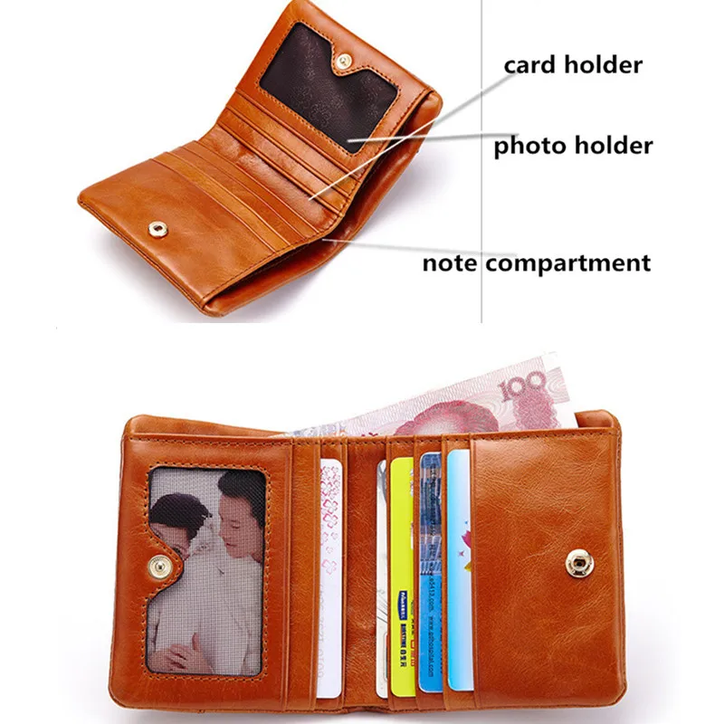 Новое высококачественное масло воск кожи женщин кошельки Короткие натуральная