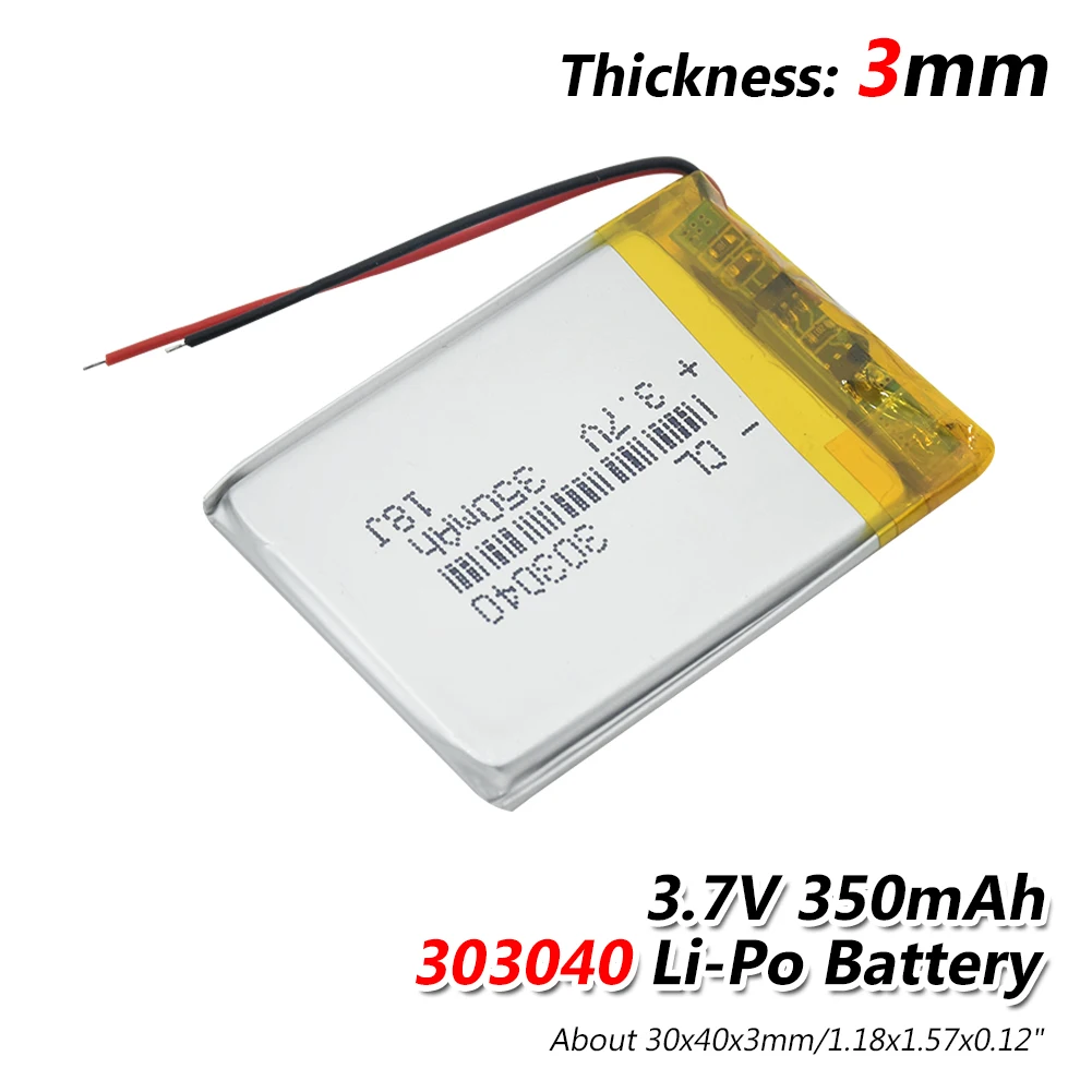303040 Li-Po перезаряжаемая батарея 3,7 V 350mAh для записи вождения gps MP3 MP4 gps MID динамик PDA DVR электронные игрушки светодиодный светильник