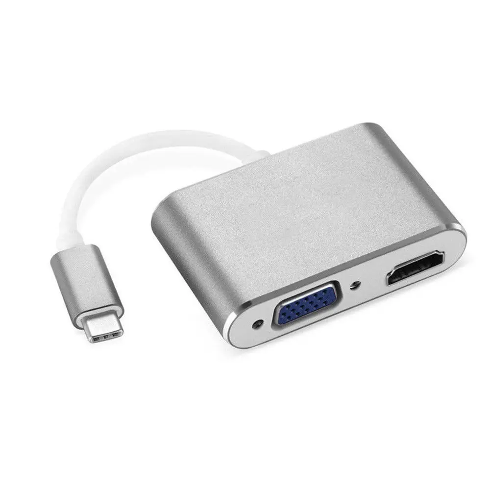 Адаптер конвертер из алюминия с портом USB Type C на 4K HDMI + VGA для MacBook Samsung|Кабели VGA| |