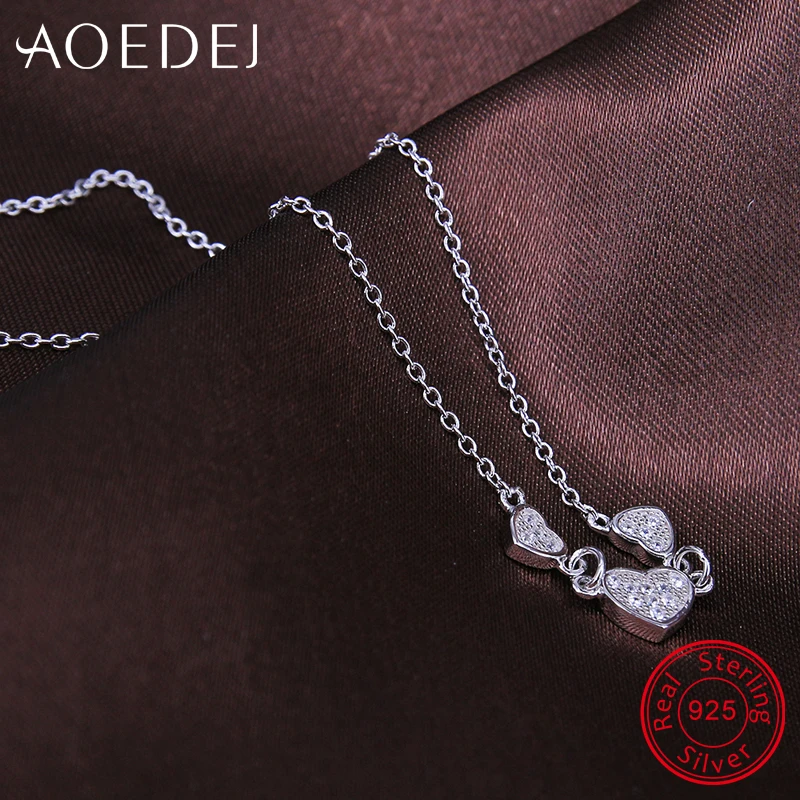 AOEDEJ 3 Кулон Сердце 925 пробы серебро Цепочки и ожерелья для Для женщин Роскошные