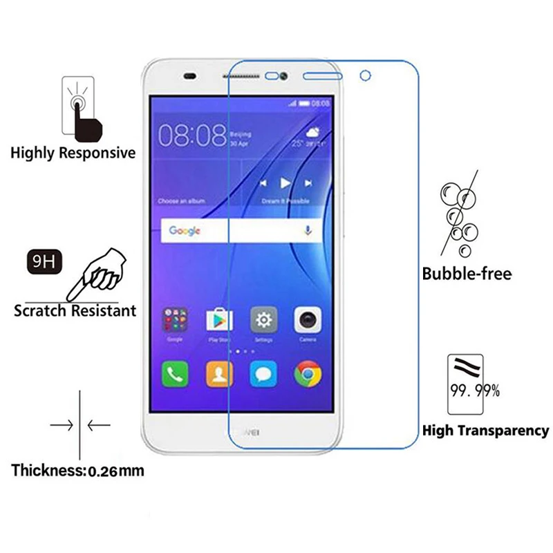 Закаленное стекло 2.5D для Huawei Y3 2017 9H Высококачественная Взрывозащищенная