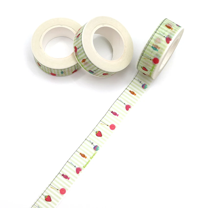 1PCS Creative kawai Candy Strawberry Washi Tape DIY Decorative Color Paper Office Adhesive Stationery Masking Sticker | Канцтовары для