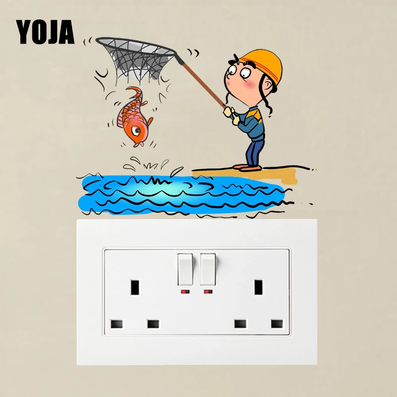 Наклейка на стену в виде рыбы YOJA Fun catch Fish In Man's Net из ПВХ 11SS0255|Наклейки стену| |