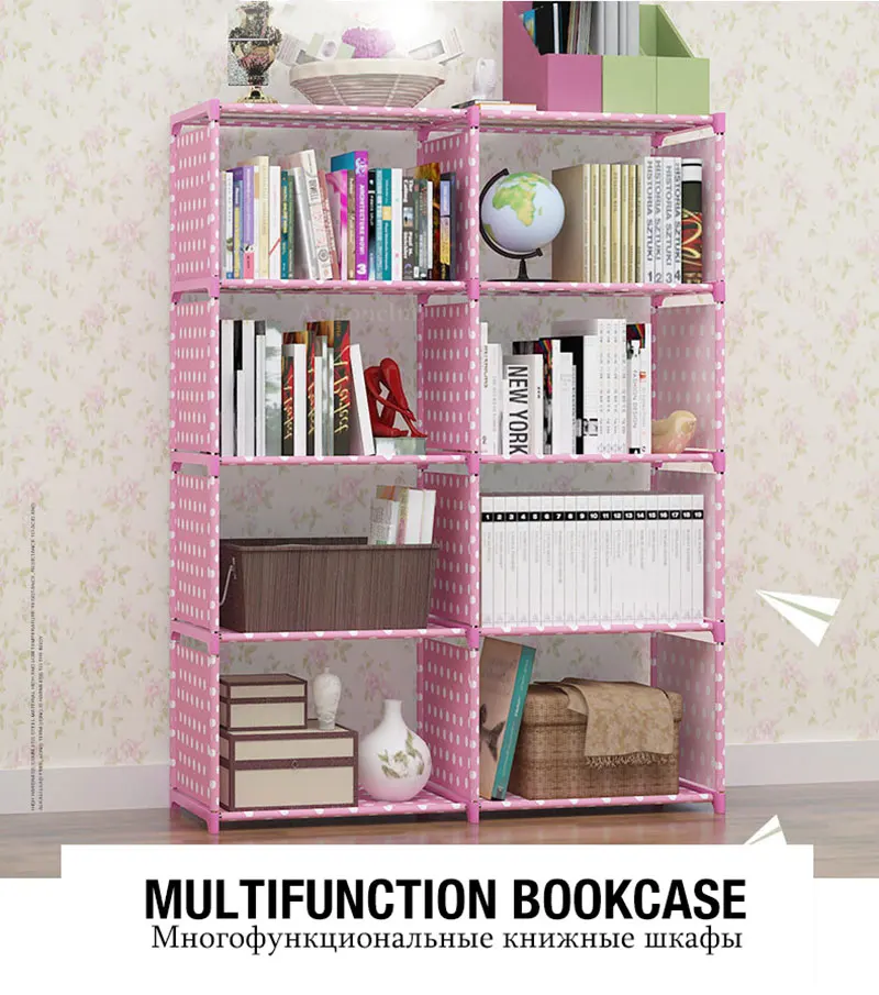 Actionclub многофункциональная книжная полка студенческий простой книжный шкаф DIY сборка комбинированный усиленный двойной ряд шкаф для хранения