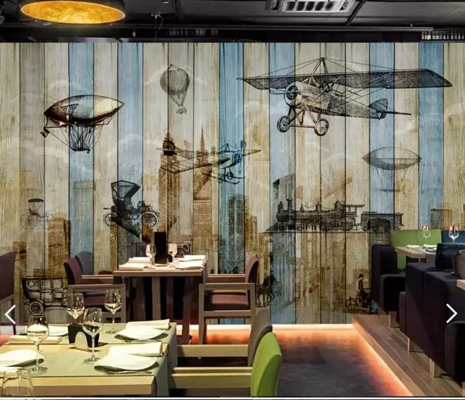 Wood Aircraft 3D Photo Wallpaper Wall Mural for Kids Bedroom Contact Paper Papers Airplane Murals Home Decor Custom | Обустройство