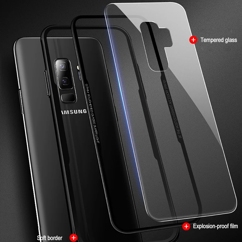 LuckGuard закаленное Стекло Cas для samsung Galaxy S9 S10 плюс Чехол e Роскошный Жесткий задняя