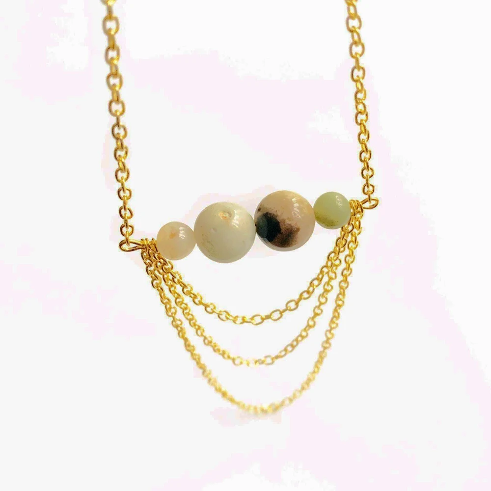 Натуральный Амазонит подвеска с бусинами из камней многослойное эффектное