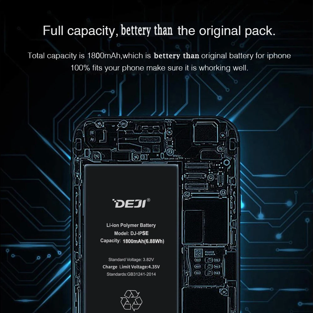 Замена аккумулятора DEJI для iphone X 8P Внутренняя стандартная батарея с реальной