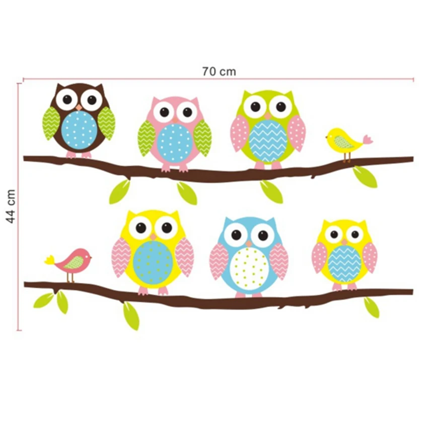 DIY Милая разноцветная ветка Совы Птиц ПВХ детские домашние настенные наклейки