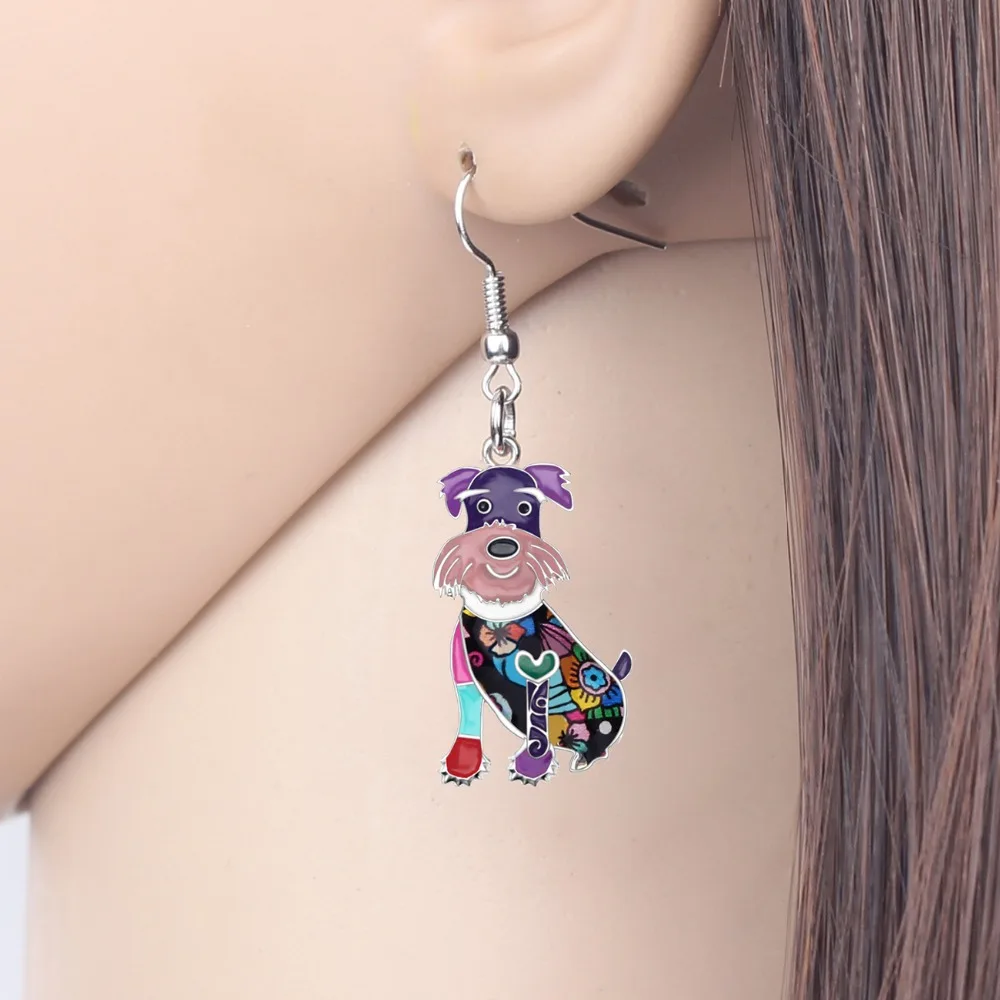 WEVENI Enamel Alloy Happy Schnauzer Dog Earrings Necklace Collar Cute Animal Jewelry Sets For Women Girls Accessories Wholesale | Украшения