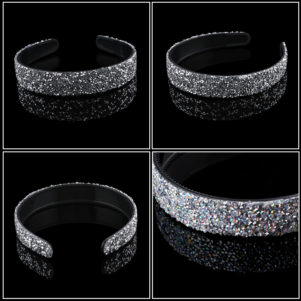 Molans Charming Tattered Drill Hairbands Non-slip Toothed Plastic Female Fashion Headbands Full Rhinestone Girl Hair Accessories