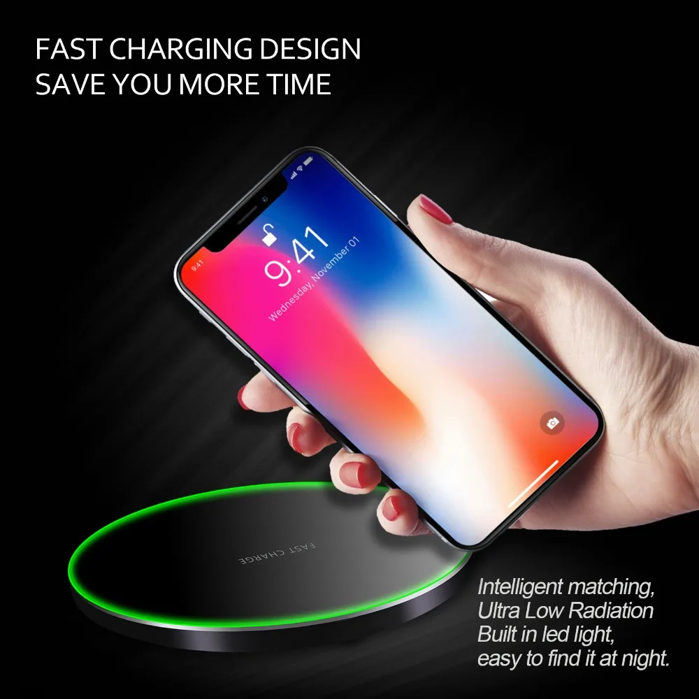 YILIZOMANA Qi Беспроводное зарядное устройство для iPhone 8 X XR XS Max QC3.0 10 Вт быстрая