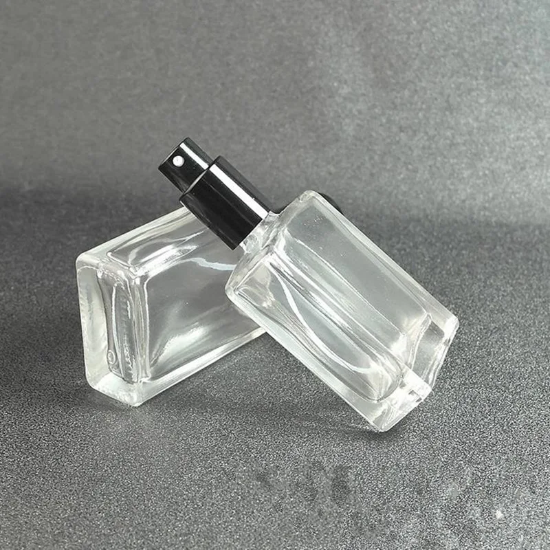 30 мл пустой квадрат прозрачного стекла флаконы для духов с туманом распылитель