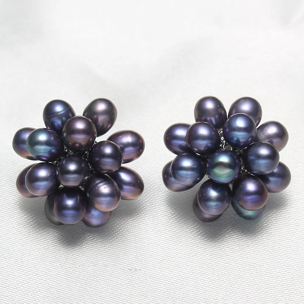 YYW 1 пара Новинка хит натуральный пресноводный жемчуг серьги гвоздики цветок
