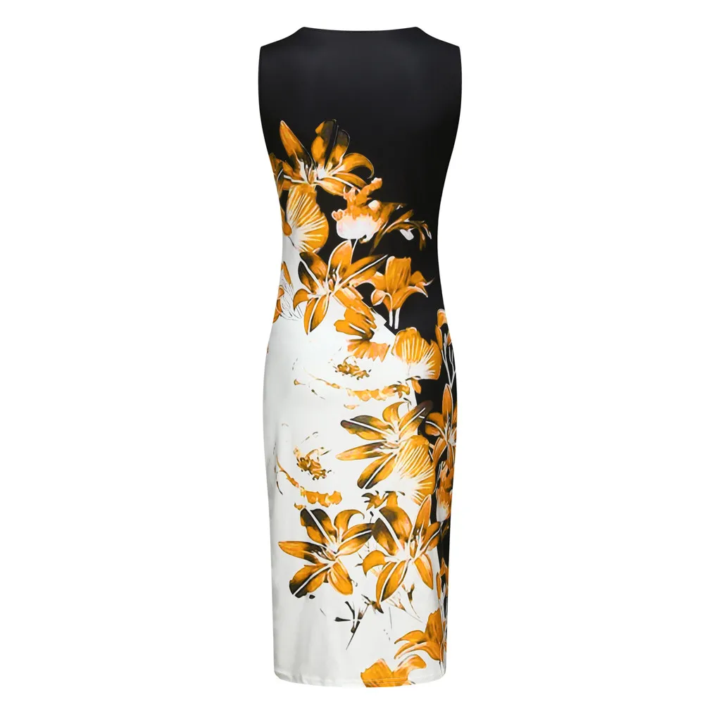 Женское красное платье без рукавов WOMAIL желтое футляр с цветочным принтом и