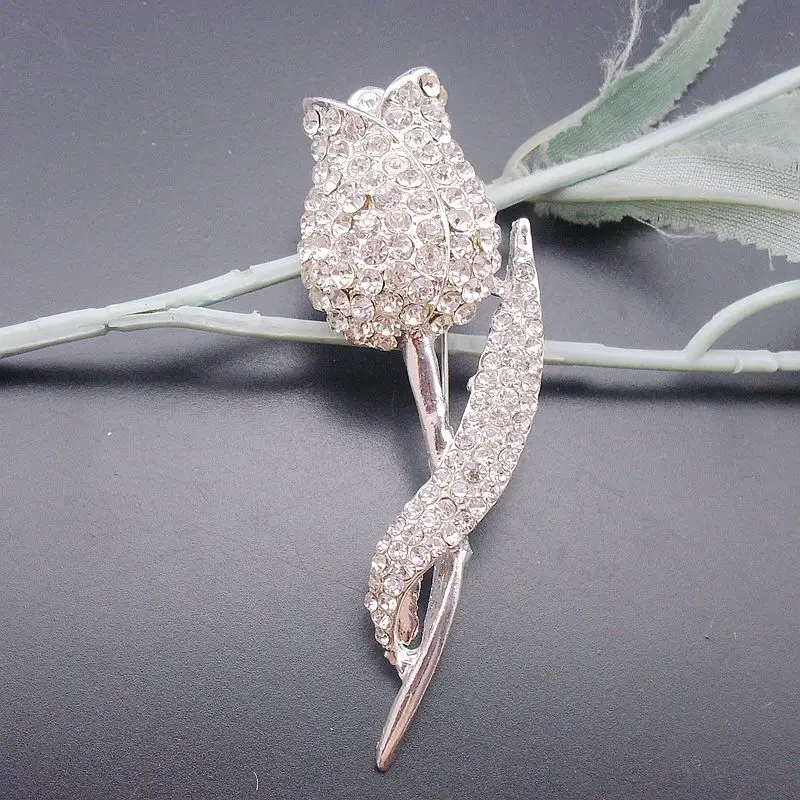 1 шт. блестящая Красивая Посеребренная Цветочная прозрачная стразы брошь в виде