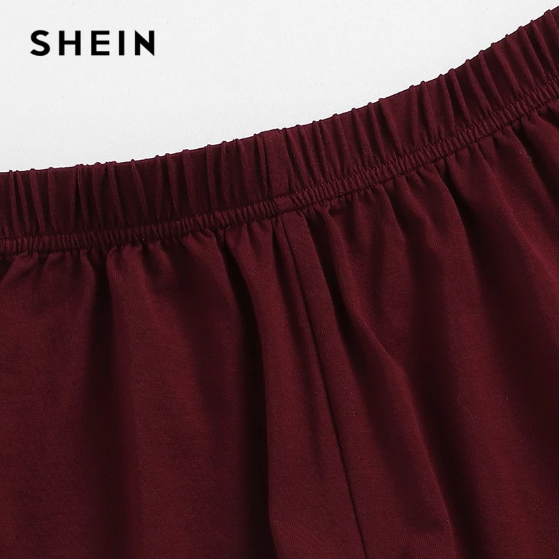 SHEIN Рубашка С Контрастной Отделкой И Шорты Пижама Комплект Женская Повседневная Пижама С Коротким Рукавом