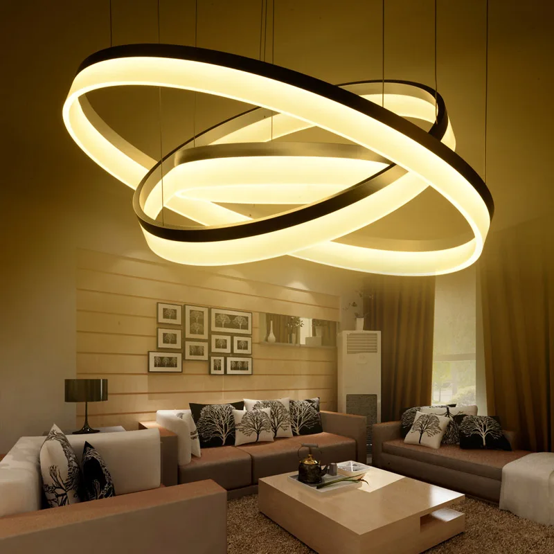 Modern LED Living Dining Room Pendant Lights Suspension Luminaire Suspendu Led Ring Lighting Lamp Fixture De Techo Colgante