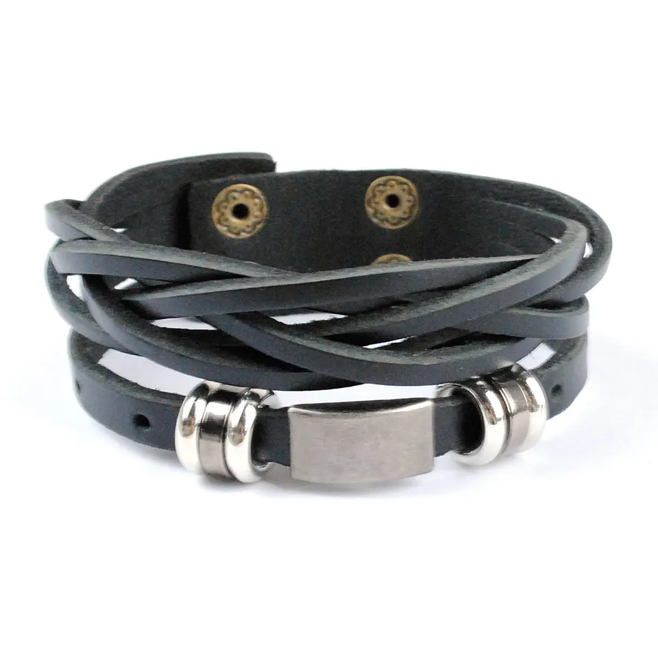 Новое поступление высококачественный коричневый и черный кожаный браслет для