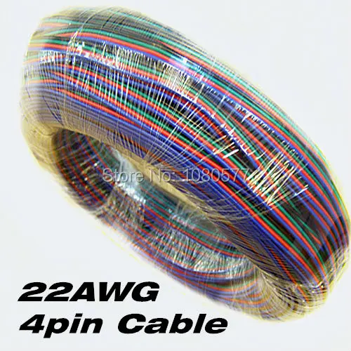 20 метровый 4 контактный RGB кабель 22awg изолированный удлинитель из ПВХ и луженой