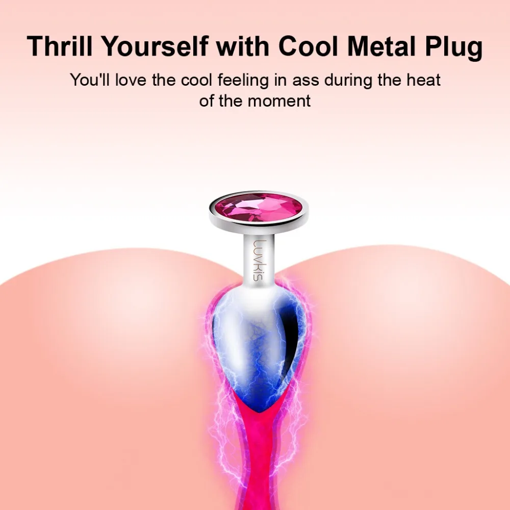 Luvkis металлическая Анальная пробка из нержавеющей стали с розовым украшением