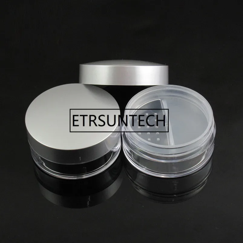 50ml AS Empty Loose Powder Makeup Jar Container Travel Sifter Box Cosmetic Refillable Pot Case with Silver lids | Красота и здоровье
