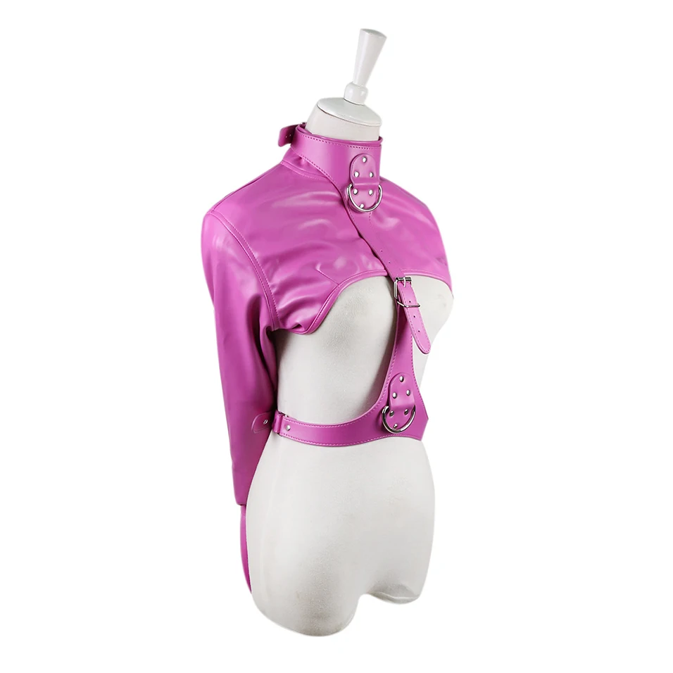 CamaTech из искусственной кожи боди бондаж смирительная рубашка с наручники