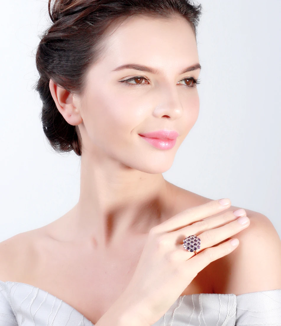ORSA JEWELS женские кольца с AAA фиолетовым кубическим цирконием, большие золотые кольца, модные вечерние женские ювелирные изделия OMR08