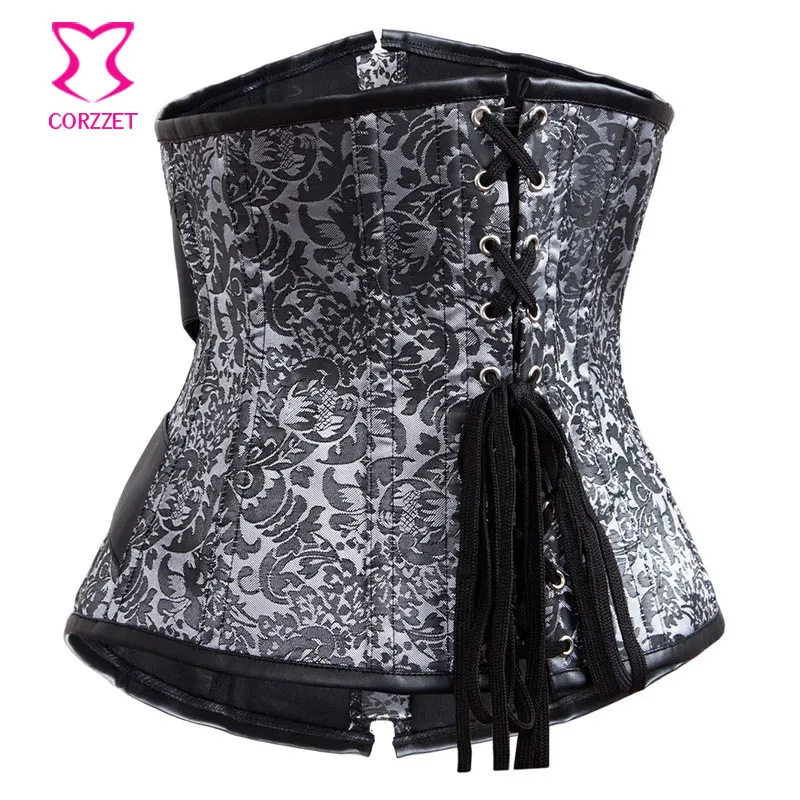 Женский корсет с серебряной застежкой молнией и пряжкой под грудью в стиле
