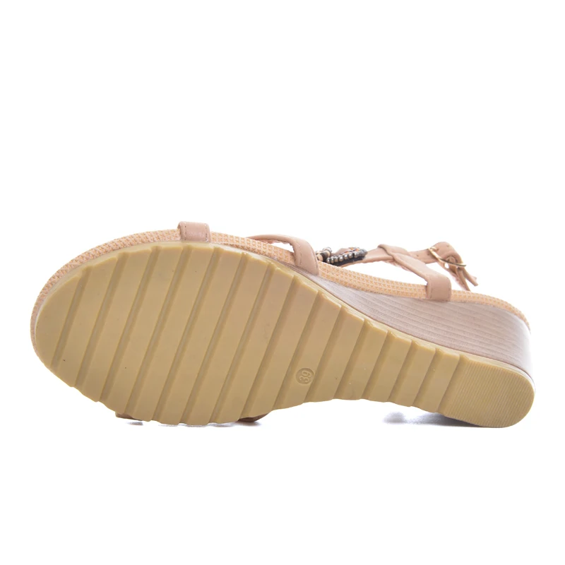 HEE GRAND/2017 сандалии-гладиаторы на платформе пляжные сандалии танкетке с бусинами