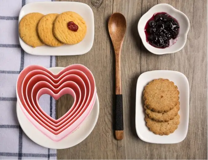 5 шт./лот формы для резки печенья в форме сердца пластиковая форма торта