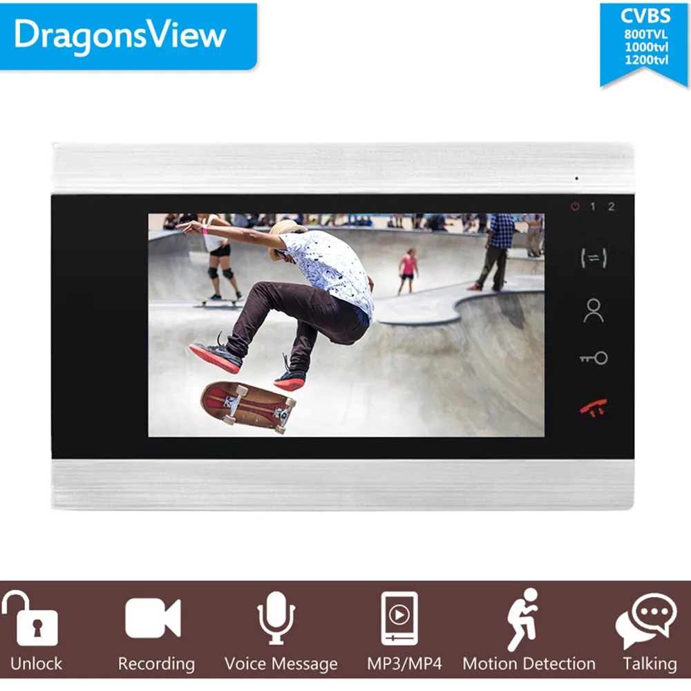 Dragonsview 7 дюймовая Проводная видеодомофон домофон с записью движения 4 провода