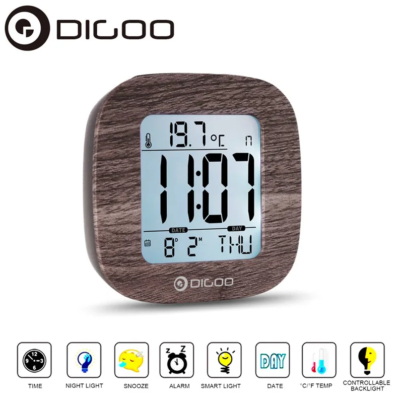 Digoo DG-C1, многофункциональный электронный цифровой будильник, термометр температуры, метеостанция, сеньор, часы с подсветкой, ЖК-дисплей