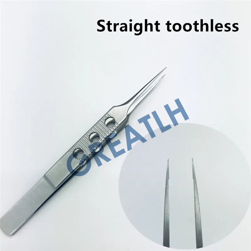Straight Toothless 1 шт. 11 см микрос из нержавеющей стали ласточковый Пинцет платформы офтальмологический микрос щипцы - Цвет: Straight Toothless