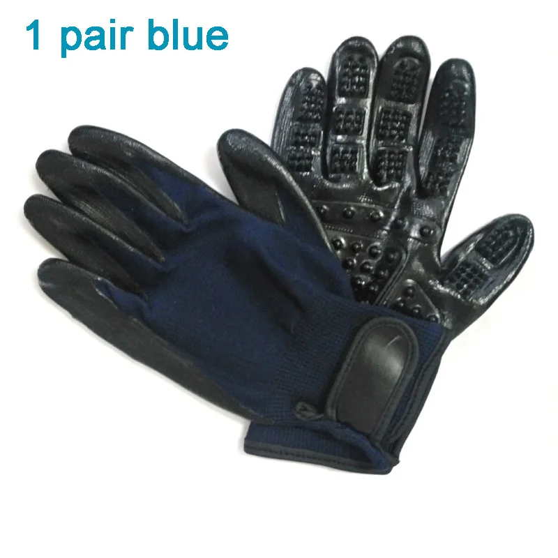 1 Pair Blue Перчатки для ухода за домашними животными, собачьи, кошачьи волосы, щетка для чистки, гребень, резиновый, пять пальцев, перчатки для домашних животных, для собак, животных, принадлежности для купания - Цвет: 1 Pair Blue