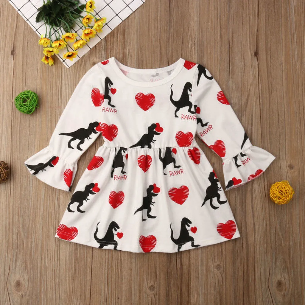 Детское джинсовое платье с пуговицами принцессы мультяшным динозавром сарафан