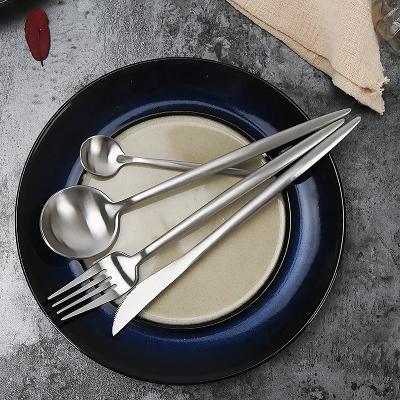 

24 pcs 18/10 Stainless Steel Black Dinnerware Set Gold Cutlery Set Fork Knife Scoops silver flatware Set