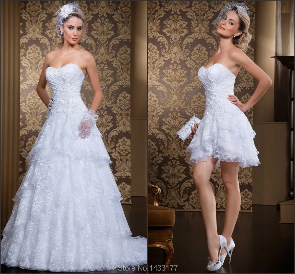 Новый дизайн 2 в 1 Свадебные платья Милая без рукавов Vestido De Noiva длиной до пола