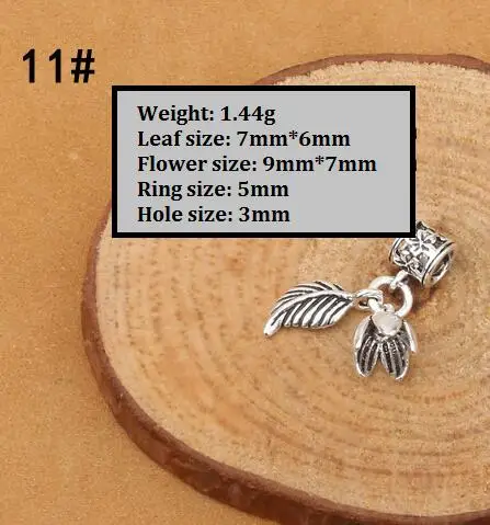 Style 11 925 Серебряный лист Шарм DIY браслет Шарм на удачу Шарм ювелирные изделия небольшой кулон - Окраска металла: Style 11