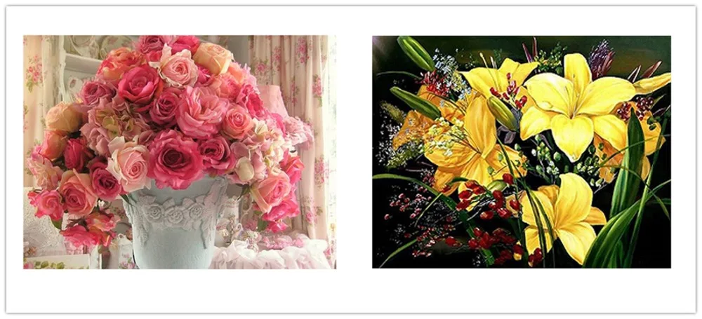 DIY 5D Diamond Painting Cross Stitch 2 Flower Mosaic&ampDiamond Embroidery&ampRound Full Pattern Rhinestone Kits For Needlework | Дом и сад
