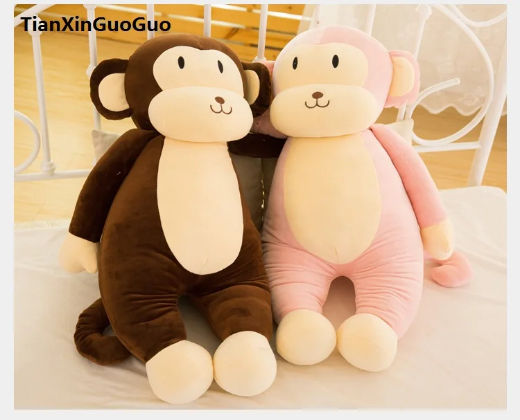 

stuffed toy large 75cm pink monkey plush toy lovely cartoon monkey very soft doll throw pillow birthday gift b0783